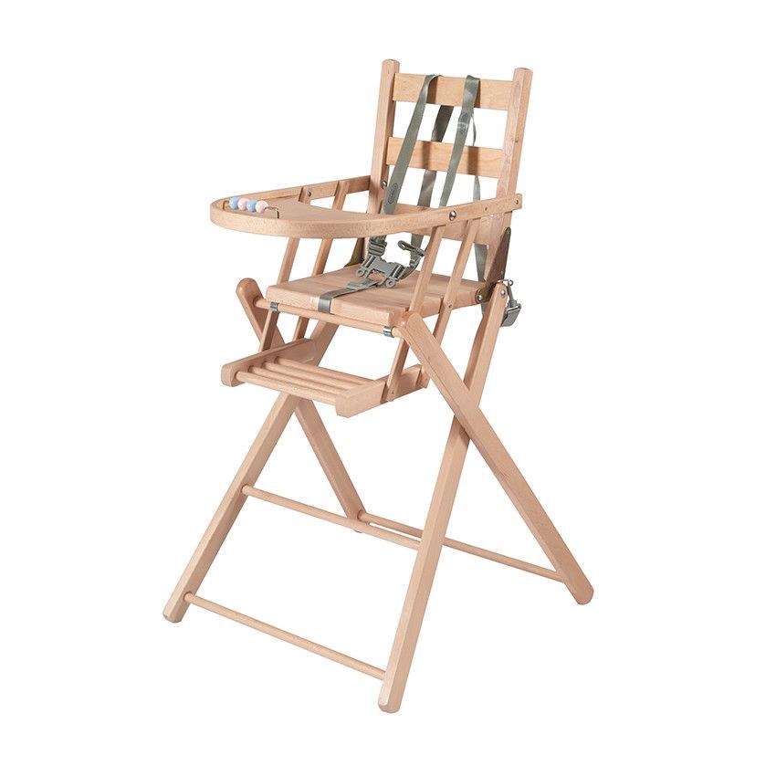 Chaise haute Sarah extra-pliante vernis couleur naturelle - Naturel (Combelle) - Image 1