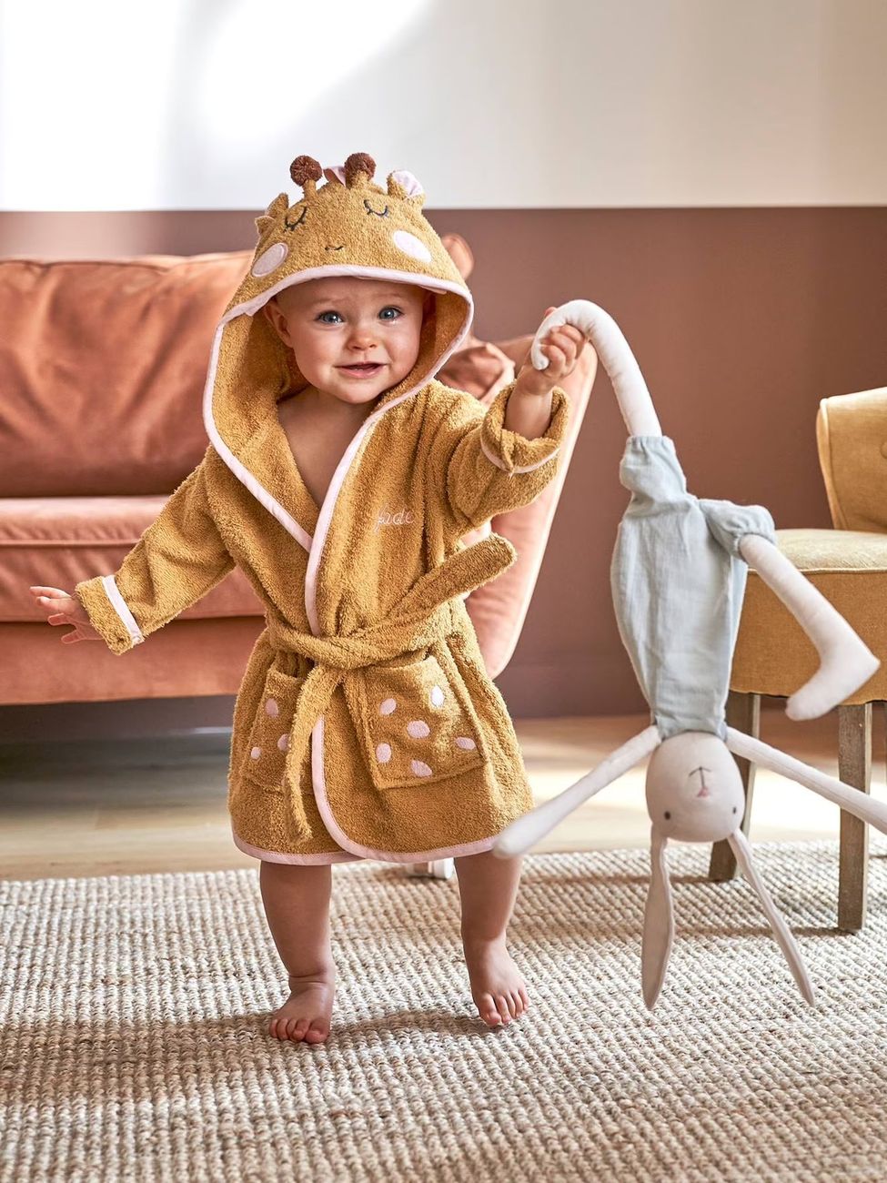 Peignoir de bain bébé Girafe ocre (Vertbaudet) - Couverture