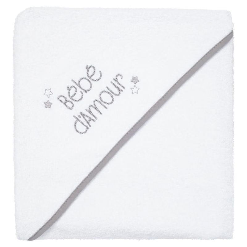 Cape de bain 100x100 cm bébé d'amour - cape de bain bébé moelleuse 100% coton (Babycalin) - Couverture