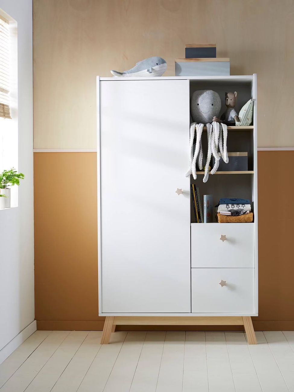 Armoire GRANDE OURSE blanc/bois (Vertbaudet) - Image 1