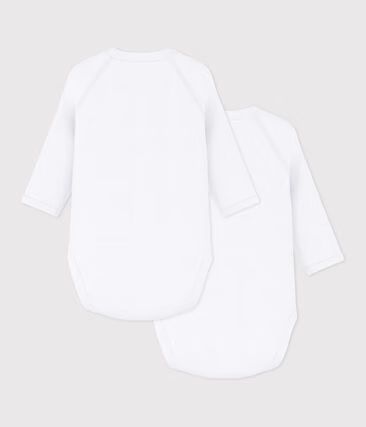 Lot de bodies croisés manches longues bébé en coton uni (Petit Bateau) - Image 1