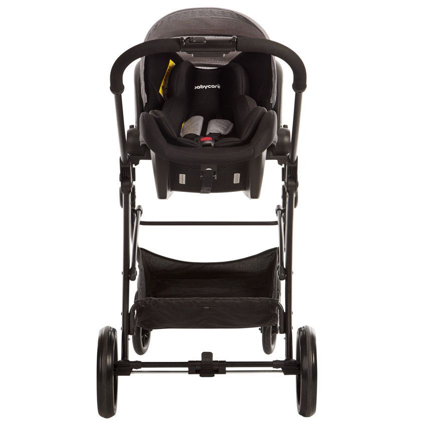 Poussette trio combinée avec siège-auto et couffin gris chiné/noir - Gris (Babycare) - Image 7