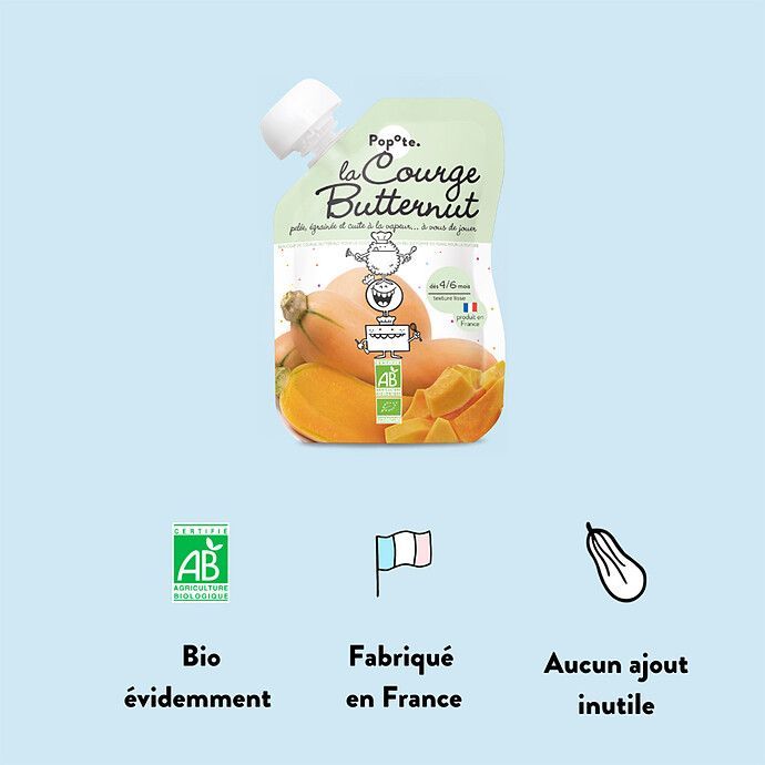 Gourde Repas Bio Courge Butternut - 120 g (Popote) - Image 3