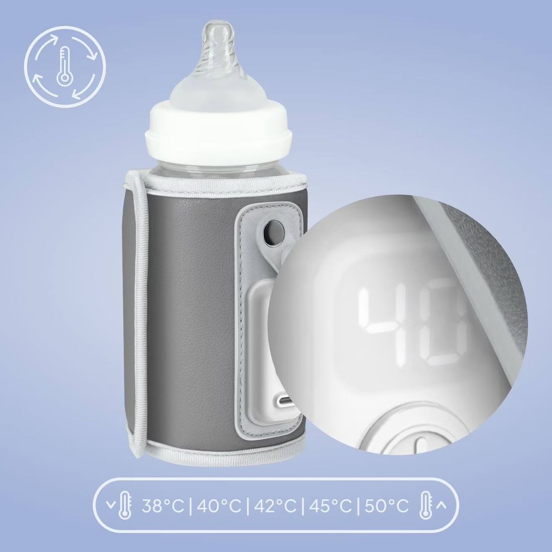 Chauffe-biberon Portable Thermup Go Usb Avec Maintien De La Température Jusqu’à 24 H, Sans Bpa Grey Silver (Lionelo) - Image 3