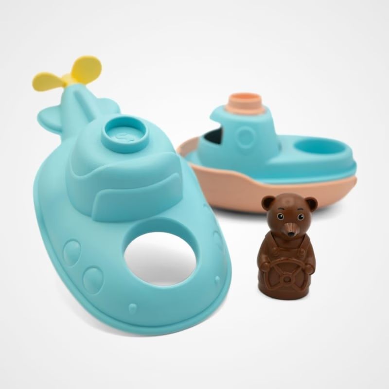 Jouet de bain made in france en matière recyclée sous-marin de petit ours brun (Le Jouet Simple) - Image 2
