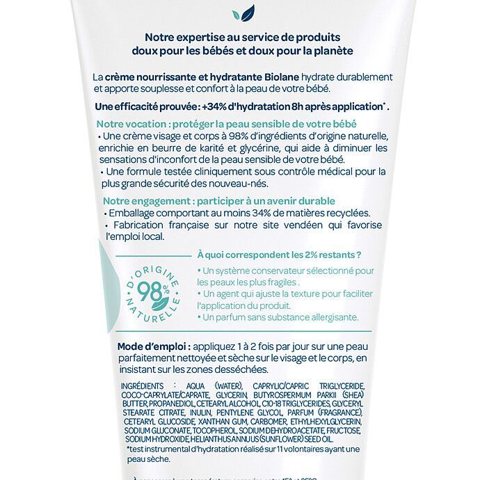 Crème Nourrissante et Hydratante - 100 ml (Biolane) - Image 2