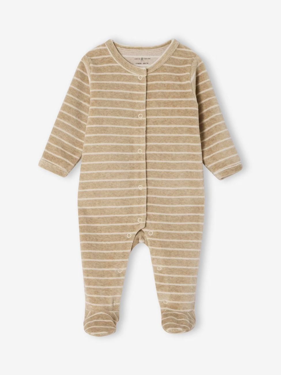 Lot de 2 pyjamas naissance garçon en velours personnalisable écru (Envie De Fraise) - Image 2