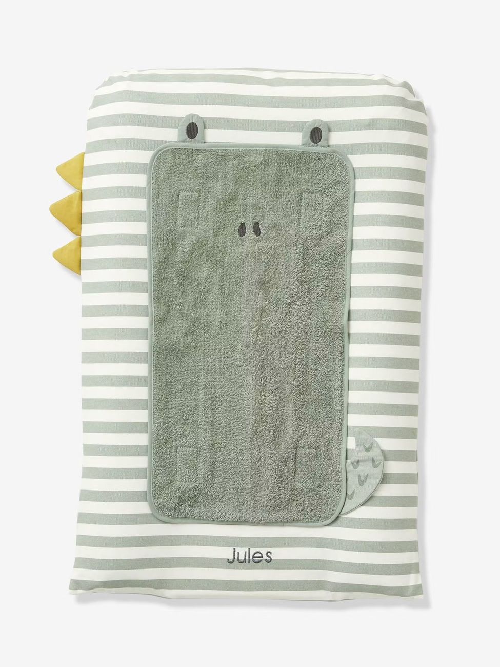 Housse matelas à langer personnalisable TREK rayé vert (Vertbaudet) - Image 1