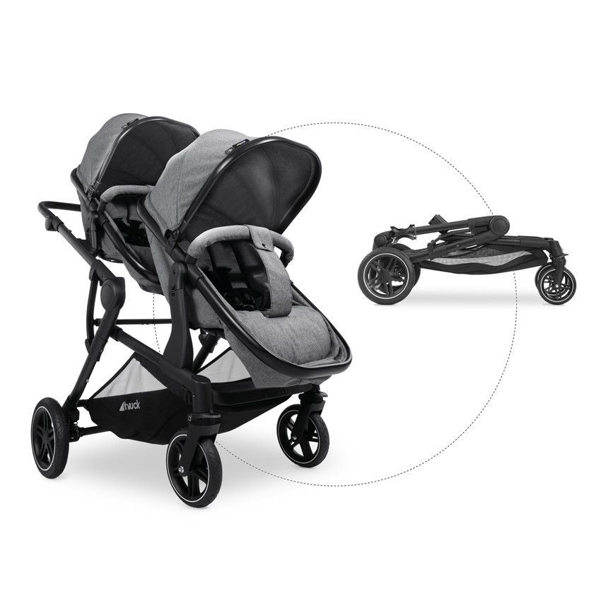 Poussette jumeaux Atlantic Twin Melange Grey - Gris (HAUCK) - Image 5