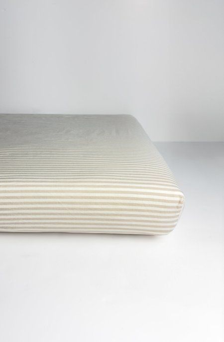 Drap housse bébé Percale Coton Bio Rayé Rayé Lin Percale coton b (Kadolis) - Image 2