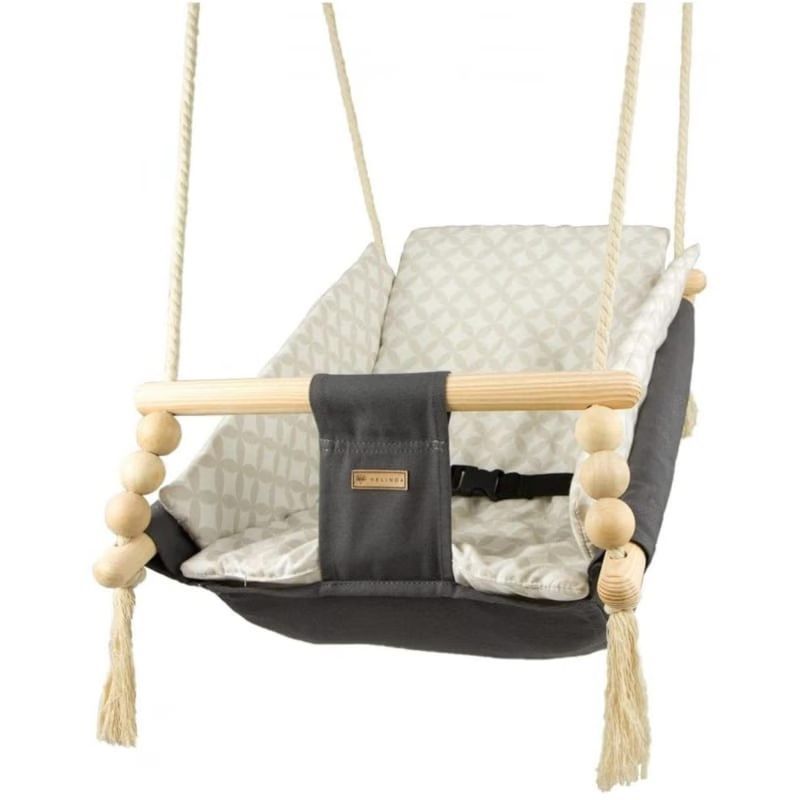 Bascule pour bébé gris, carreaux crème (Velinda) - Image 1