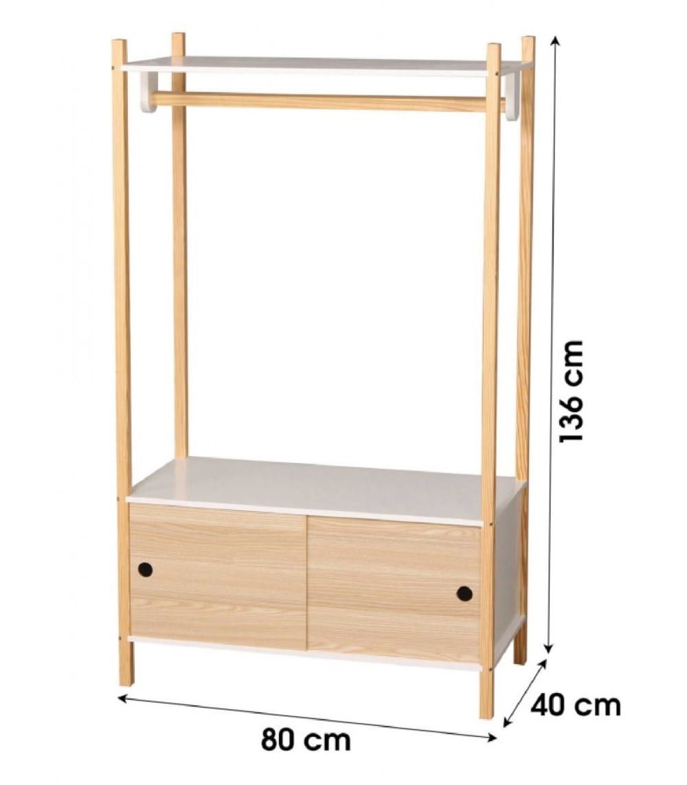 Portant vêtements en bois + placard chambre enfant (Wadiga) - Image 2