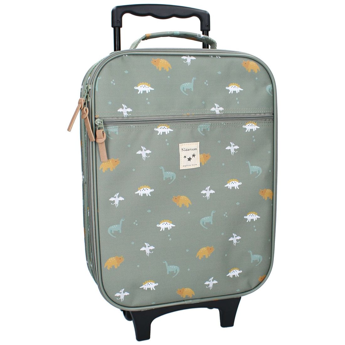 Valise à roulettes enfant Dinosaures vert (Kidzroom) - Couverture