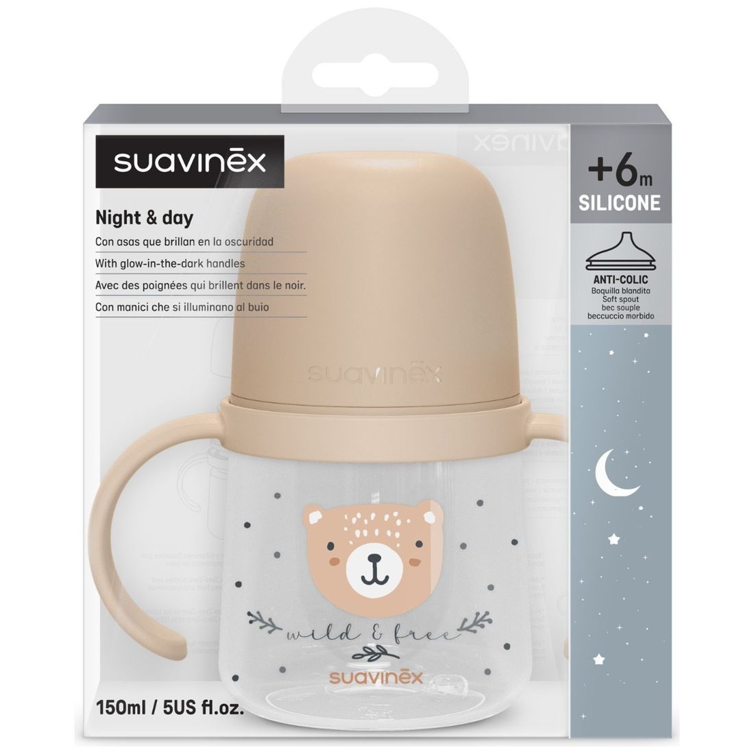 Biberon d'apprentissageWild&Free Night and Day Marron (150Ml) (Suavinex) - Image 9