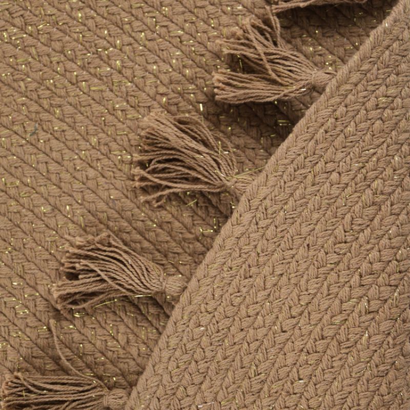 Tapis rond tressé avec fil doré Lisette (140 cm) (Nattiot) - Image 1