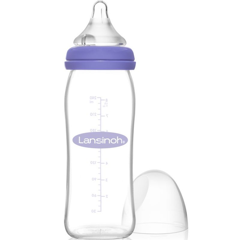 Biberon en verre Natural Wave spécial allaitement (240 ml) (Lansinoh) - Couverture