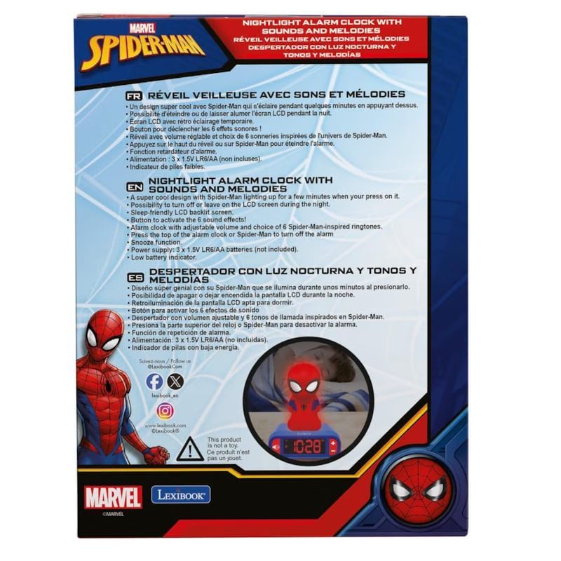 Réveil avec veilleuse spiderman 3d (Lexibook) - Image 2