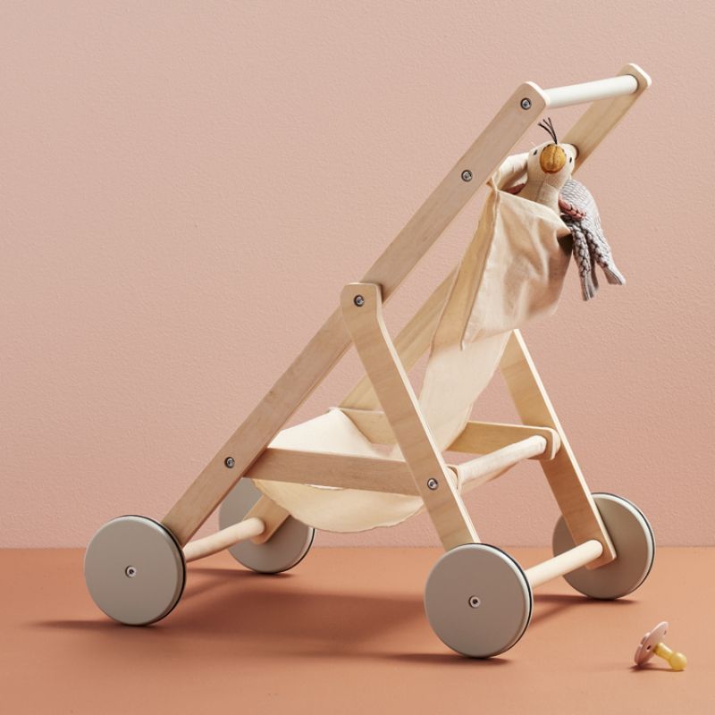 Poussette en bois pour poupée nature (Kid's Concept) - Image 5