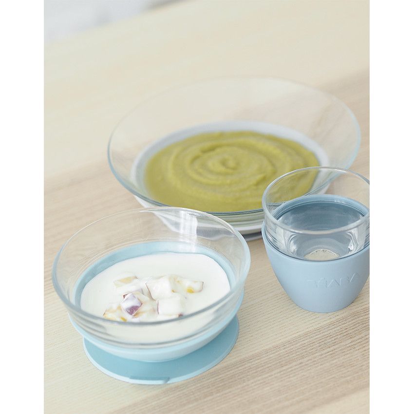 Set repas 3 pièces en verre - Jungle - Bleu (Béaba) - Image 6