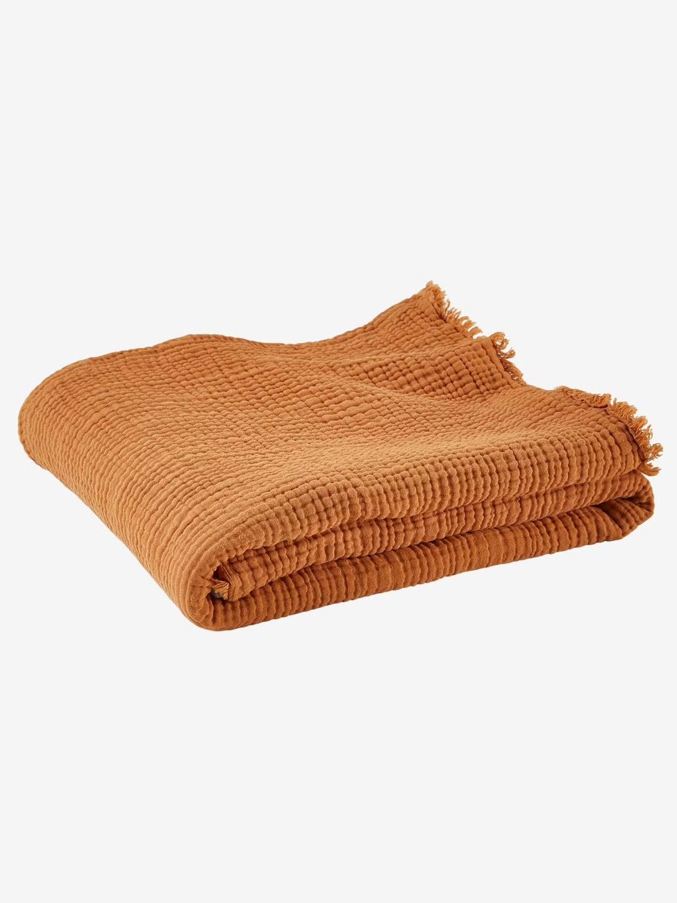 Plaid en gaze de coton bio caramel (Vertbaudet) - Couverture