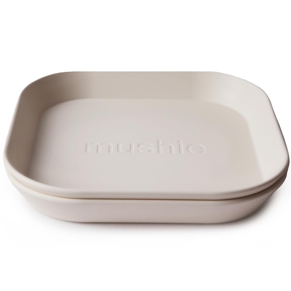 Lot de 2 assiettes carrées Ivory (Mushie) - Image 1