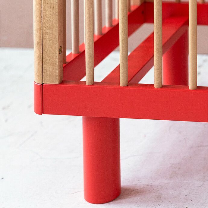 Lit Bébé Evolutif Nox Bois Naturel et Rouge - 60 x 120 cm (Karl & Fric) - Image 8