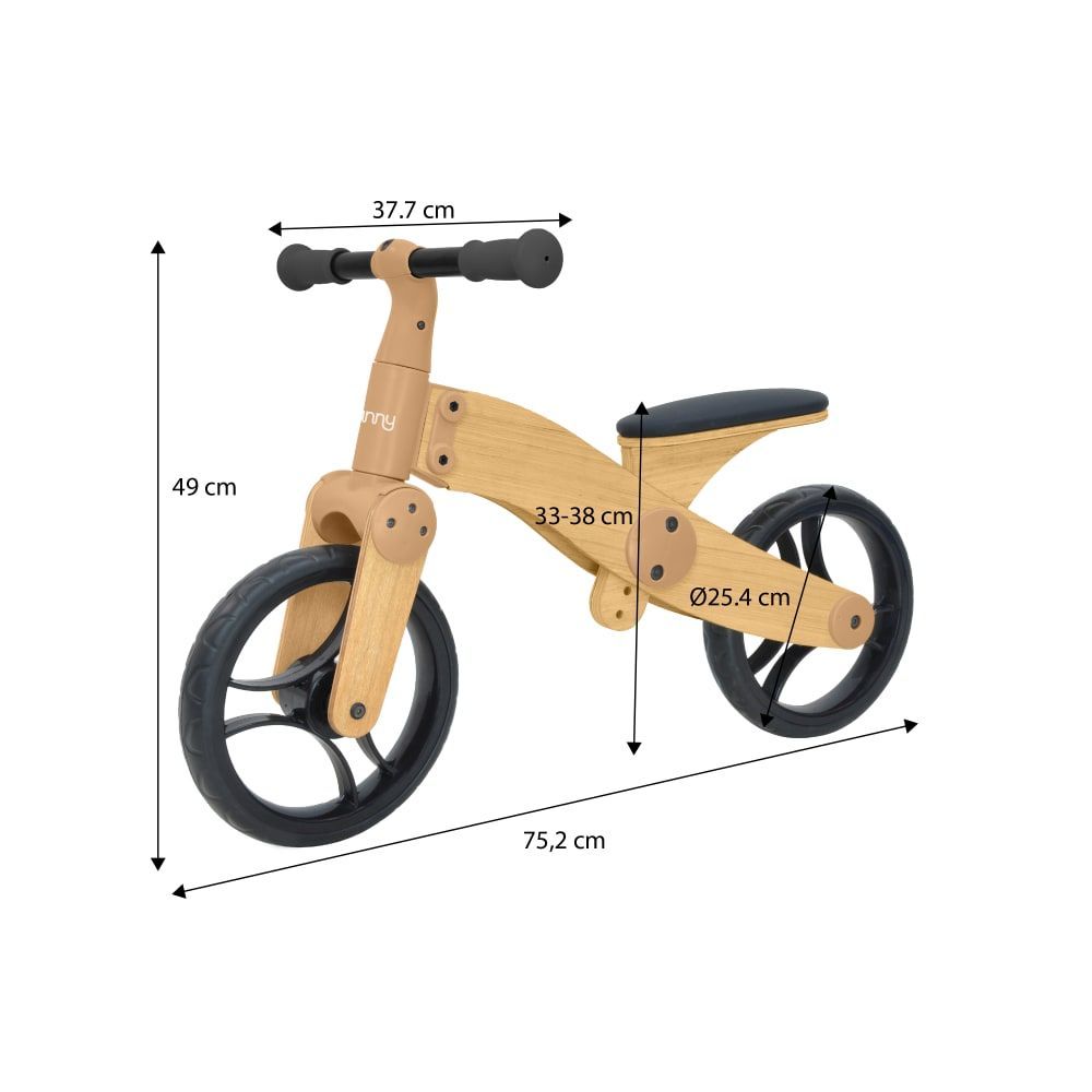 Draisienne avec panier, 2 roues en bois naturel - 2 ans à 5 ans (Sunny) - Image 2