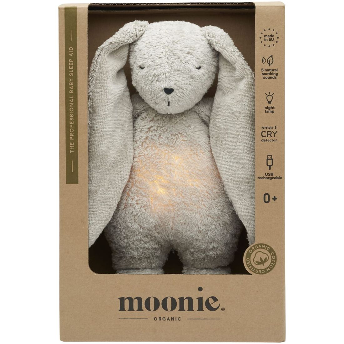 Peluche veilleuse lapin nature bio avec sons & lumières sable 2.0 (Moonie) - Image 7