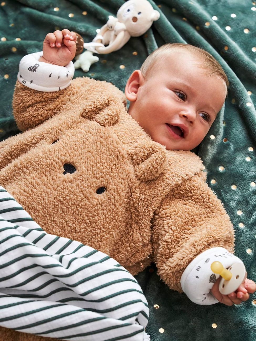Gigoteuse hiver manches amovibles en polaire Ours GREEN FOREST beige foncé (Vertbaudet) - Couverture