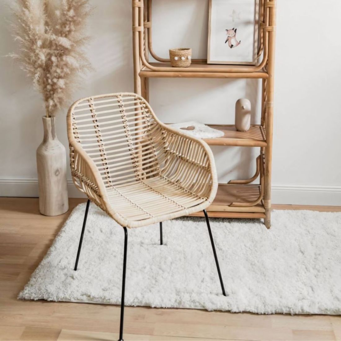 Fauteuil Enfant En Rotin Et Pieds Métal - Java Rotin Blanchi (Saudara) - Image 1