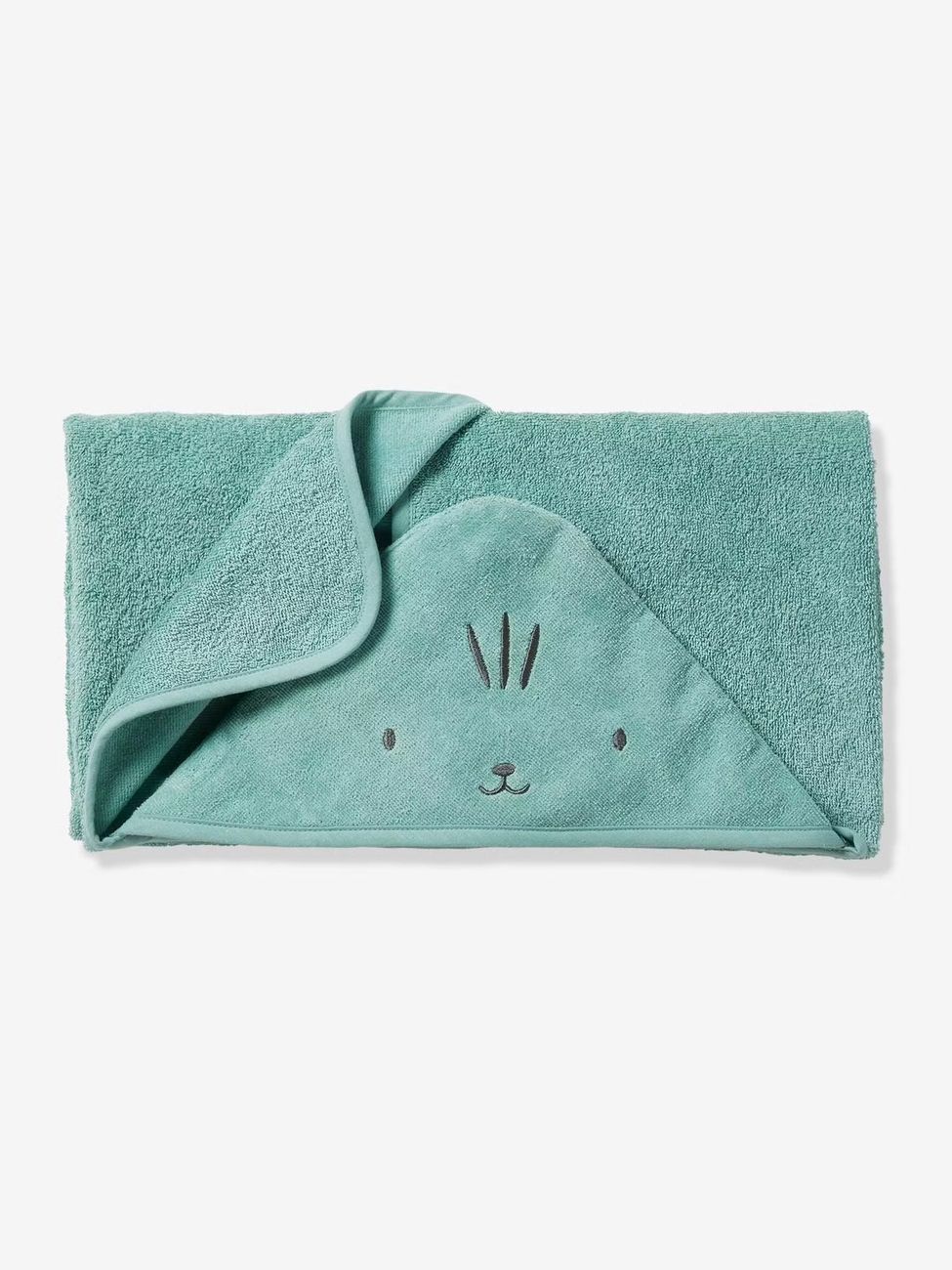 Cape de bain / Serviette à capuche Bébé et Enfant, avec coton recyclé vert (Vertbaudet) - Image 1