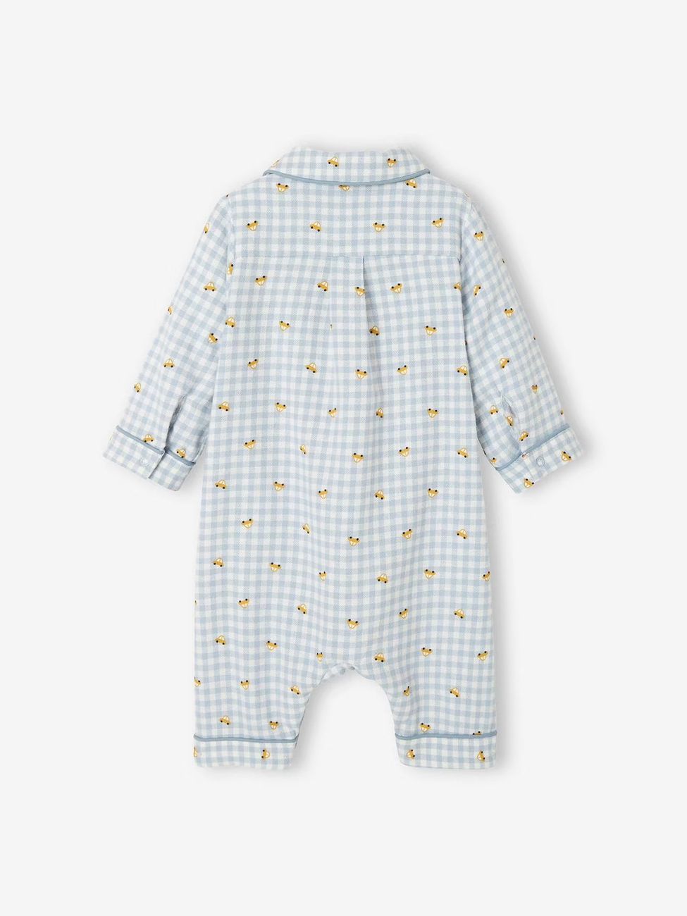 Pyjama bébé en flanelle de coton ouverture naissance carreaux ivoire (Vertbaudet) - Image 2