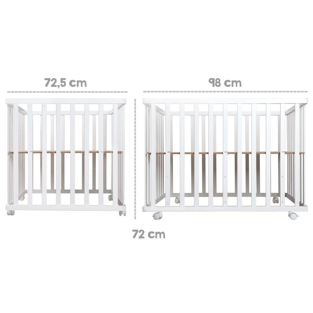 Parc à roues 75x100 réglable avec tour étoilé en bois blanc (Roba) - Image 2