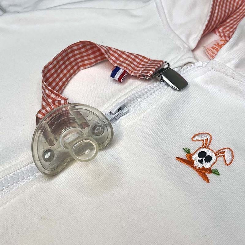 Attache tétine en coton bio teddy vichy (Papate) - Image 3