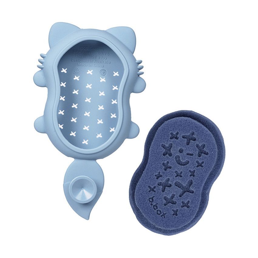 Brosse de bain Rebard avec éponge anti croûtes de lait bleu - Bleu (B.BOX) - Image 1