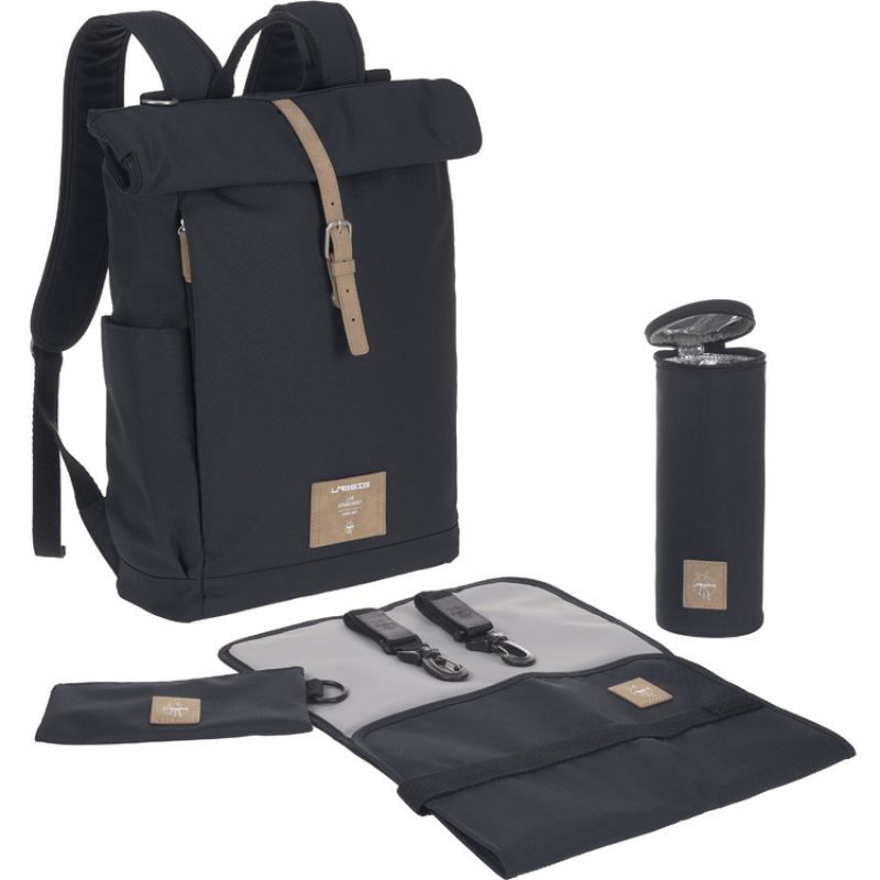 Sac à dos à langer en polyester recyclé Rolltop bleu nuit (Lassig) - Couverture