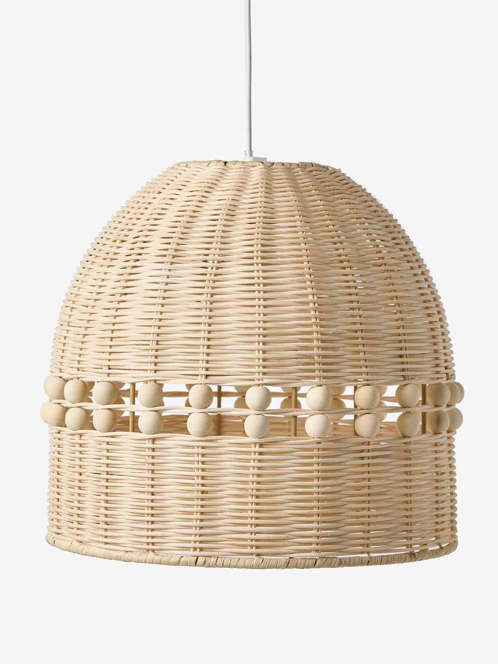 Abat-jour rotin avec boules en bois beige doré (Vertbaudet) - Image 2