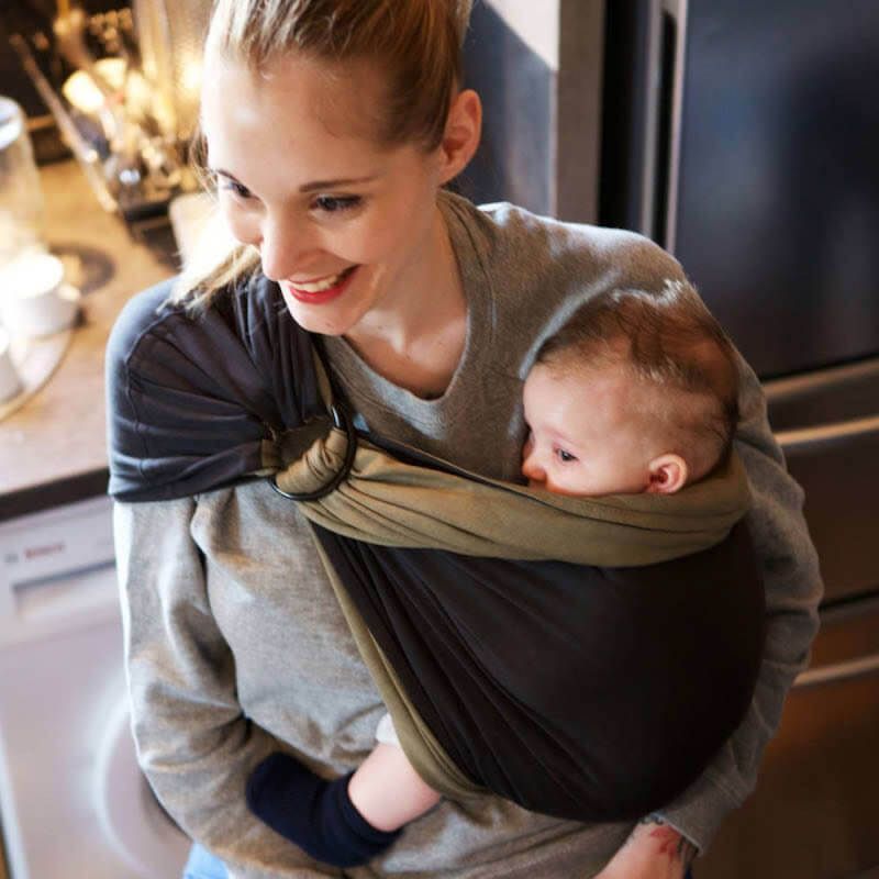 Petite Echarpe Sans Noeud - Anthracite, Olive (reversible) | Porte-bébé sling (Love Radius) - Image 2