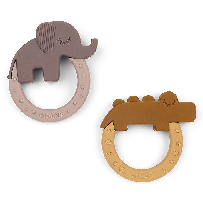 Lot de 2 Anneaux de Dentition Deer Friends - Moutarde et Rose Poudré (Done by deer) - Image 2