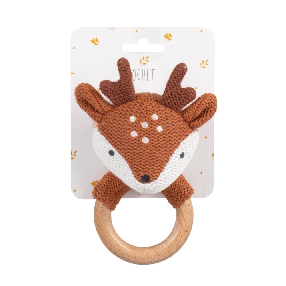 Hochet bébé faon tricoté orange et marron (Maisons du Monde) - Image 1