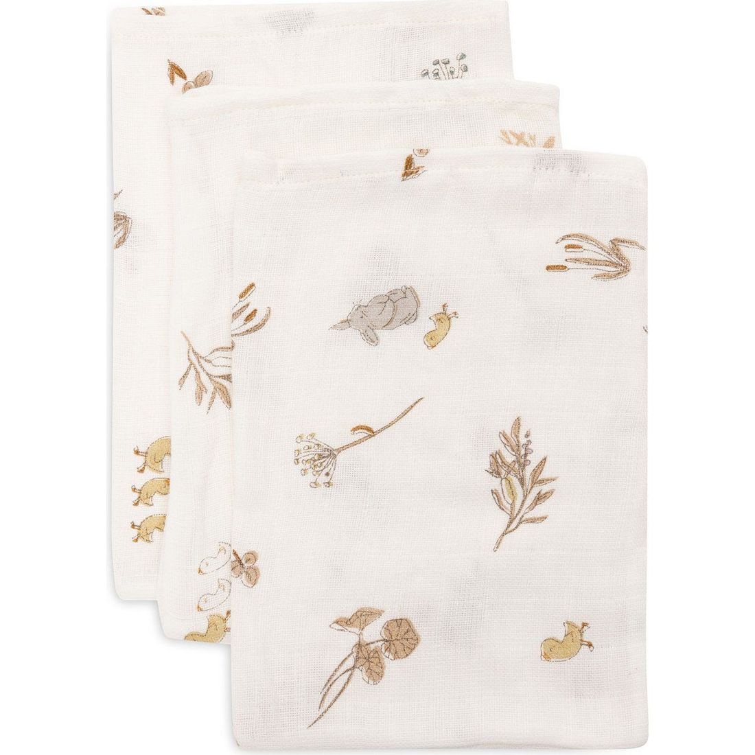 Lot de 3 gants de toilette en gaze de coton Riverside (Jollein) - Couverture