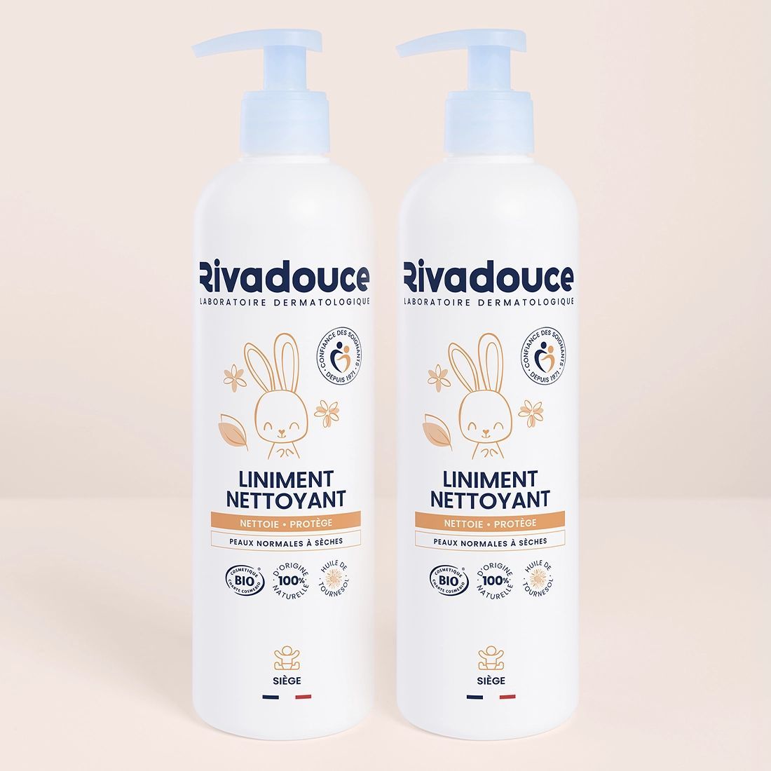 Lot De 2 Liniments Nettoyant Bébé 500ml - Change - Peaux sensibles - Certifié bio et 100% d'ingrédients naturels - Rivadouce (rivadouce) - Couverture