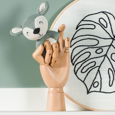 Hochet anneau de dentition biche en tricot vert cendre (Jollein) - Image 3
