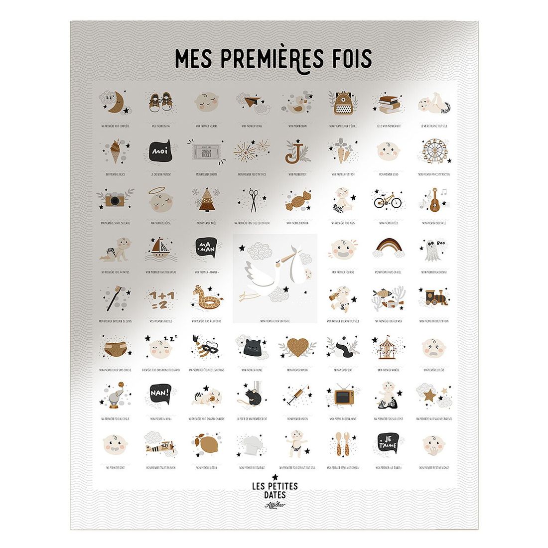 Affiche Mes Premières Fois Maman et Maman Peaux Claires - 50 x 40 cm (Les Petites Dates) - Image 1