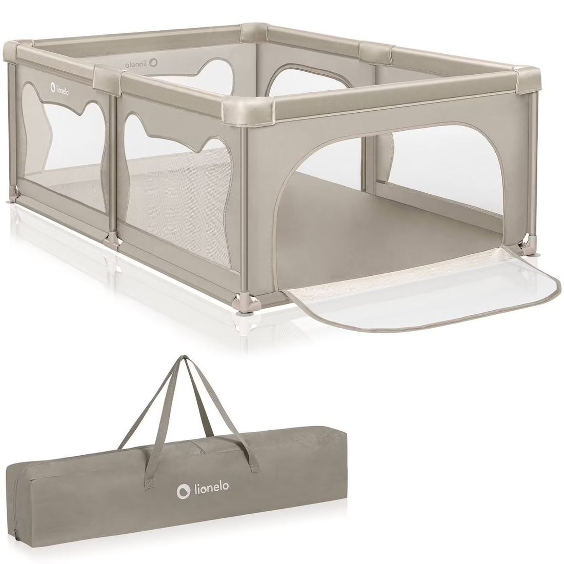 Parc Bébé Willow Avec Pliage Rapide, 2 Entrées Latérales, Parois En Maille Et Sac De Transport Beige Sand (Lionelo) - Couverture