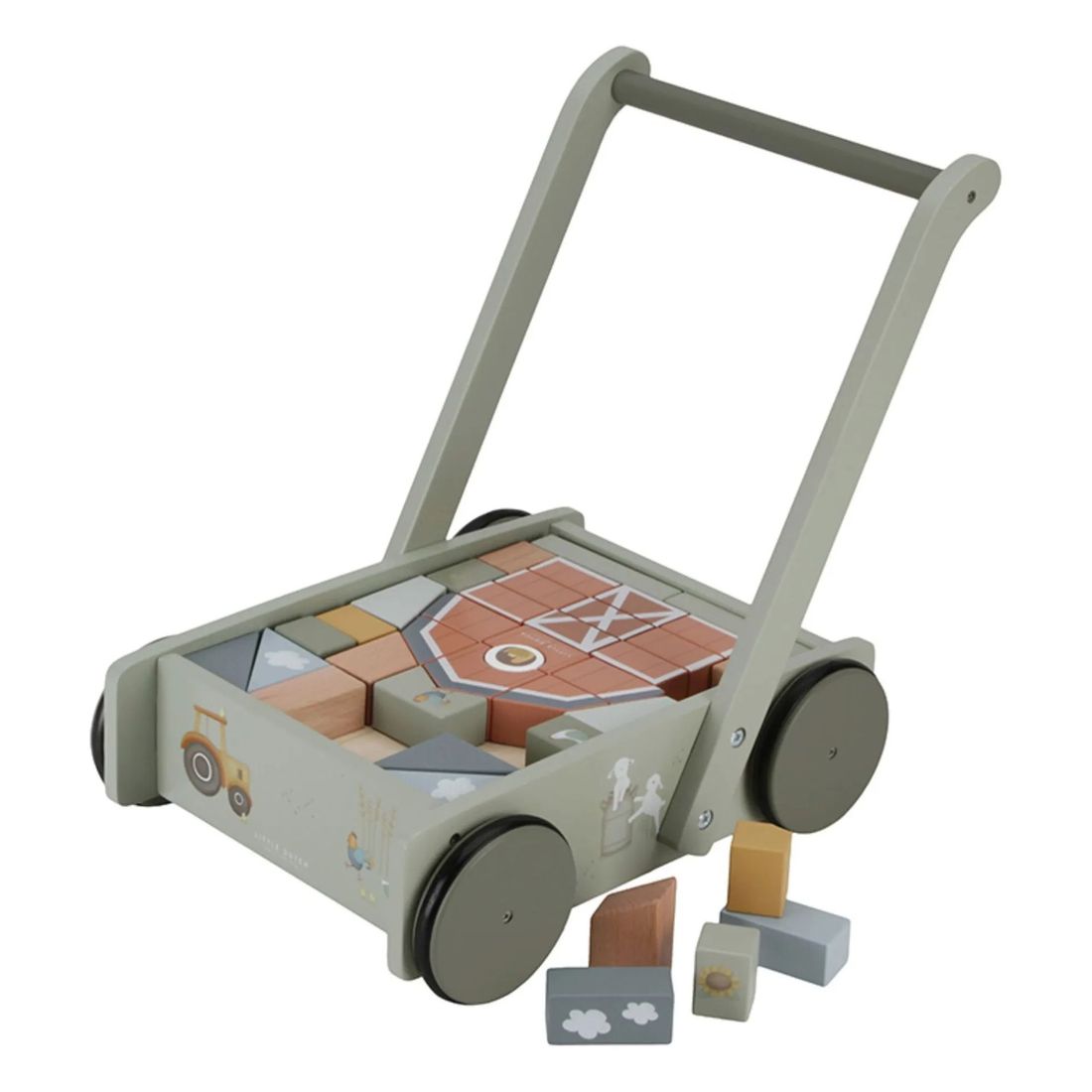 Little Dutch - Chariot à blocs en bois FSC - Little Farm (Little Dutch) - Image 1