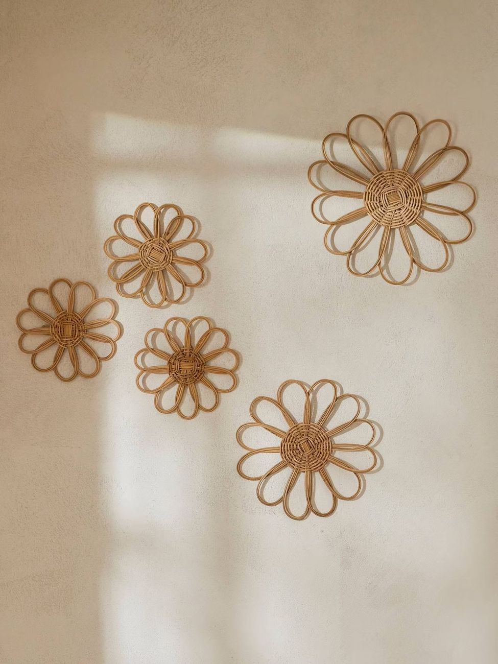 Lot de 5 fleurs murales en rotin (Vertbaudet) - Couverture