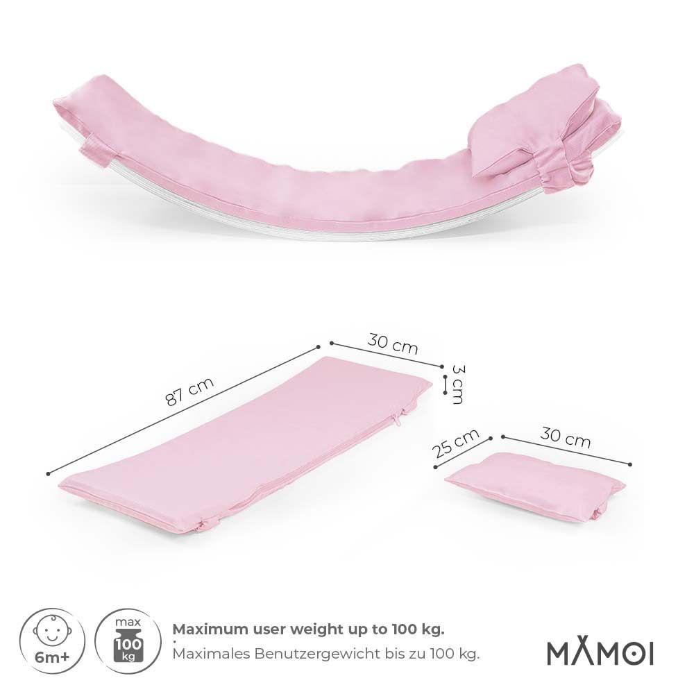 Planche d'équilibre pour enfant en contreplaqué et matelas rose (Mamoi) - Image 2