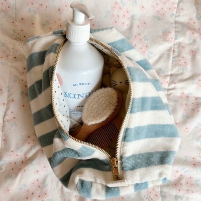 Trousse de toilette Vic éponge rayée blue cloud (Rose in April) - Image 3