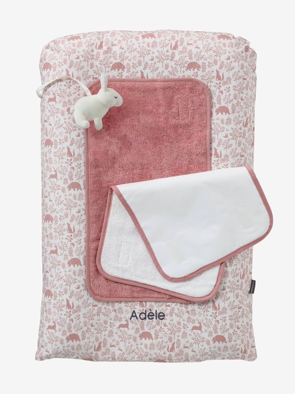 Matelas à langer et 2 tapis de change DANS LES BOIS vieux rose (Vertbaudet) - Couverture